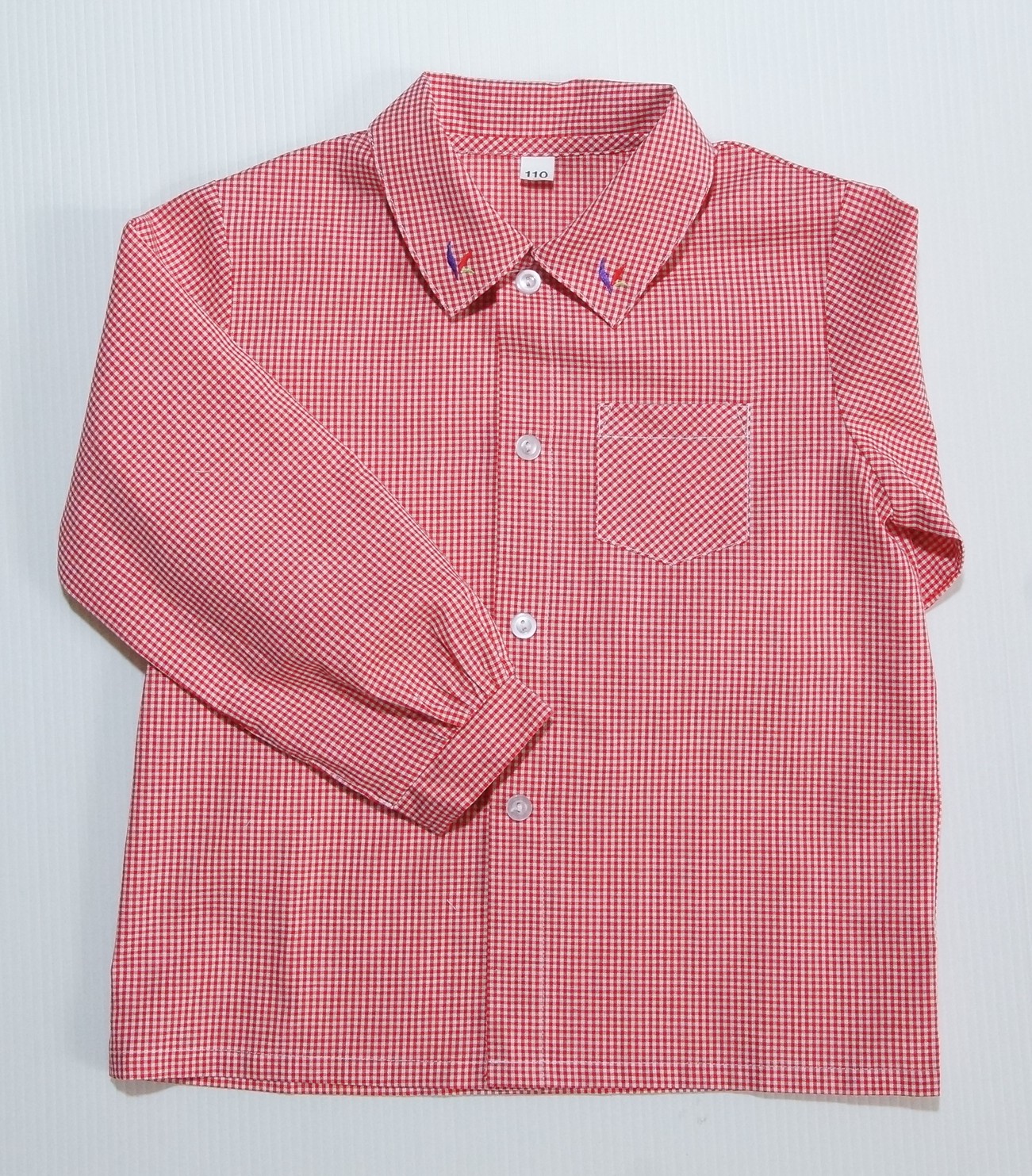 長袖チェックブラウス赤※自由購入品※(華頂短期大学附属幼稚園)