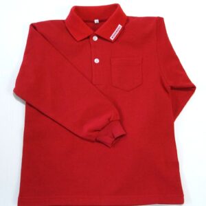 長袖ポロシャツ-赤(みどりの丘幼稚園）