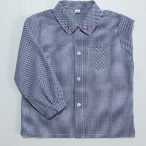 長袖チェックブラウス紺※自由購入品※(華頂短期大学附属幼稚園)