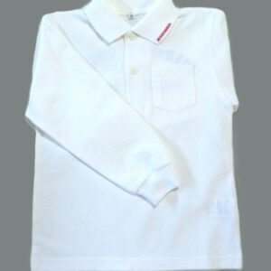 長袖ポロシャツ-白(みどりの丘幼稚園）